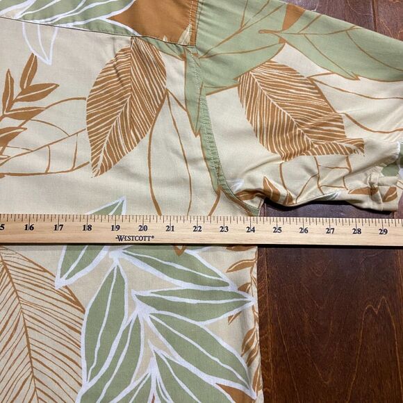 Cubavera Casual Tropical Hawaiian Tan Green Rayon Button Front Shirt Men's L - Picture 6 of 7
